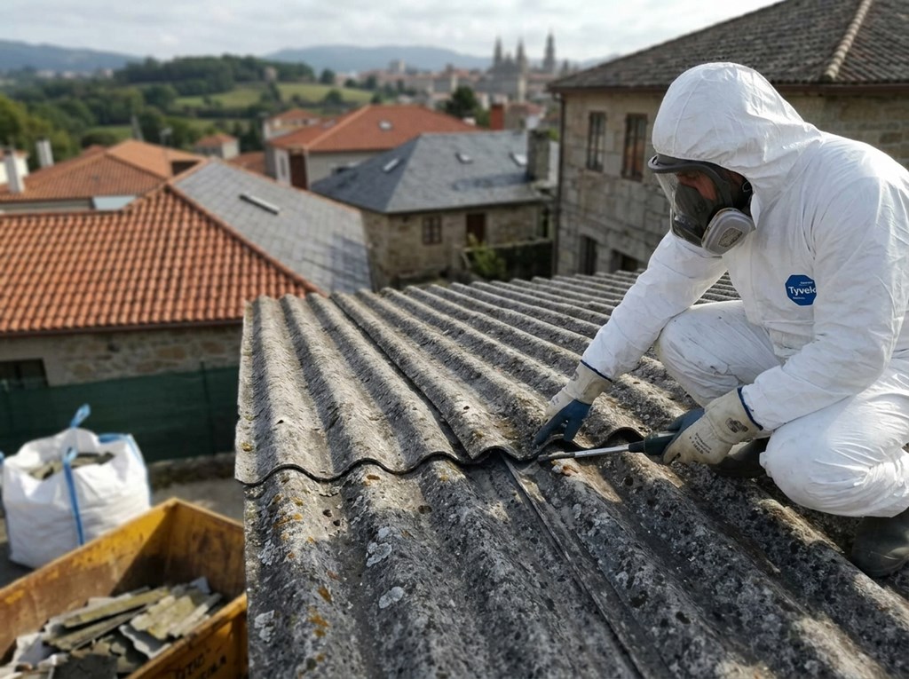 Foto 1 Retirada de cubiertas de uralita con amianto en viviendas unifamiliares en Santiago